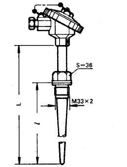 WZP-6312A固定螺紋錐形保護管引進型熱電阻安裝圖片 WZP-6312A固定螺紋錐形保護管引進型熱電阻安裝圖片