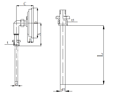 WSS-561可動(dòng)外螺紋徑向抽芯式雙金屬溫度計(jì)安裝圖片
