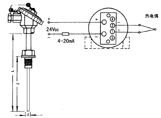 SBWR-2280/235K熱電偶一體化溫度變送器安裝圖片