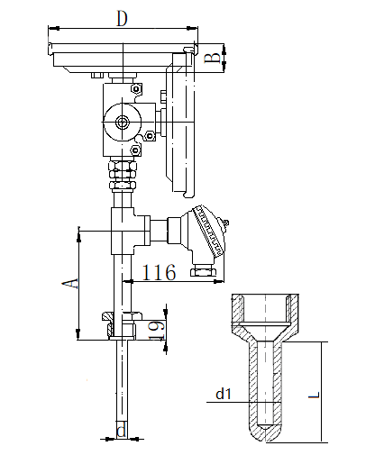 WSSP-471焊接抽芯式萬向一體化雙金屬溫度計(jì)安裝圖片