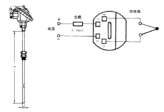 SBWR-2280/338K熱電偶一體化溫度變送器安裝圖片
